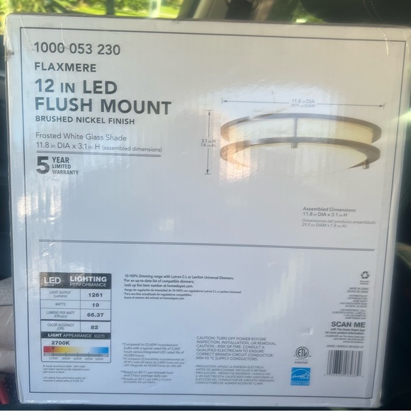 Hampton Bay 12” Flush Mount LED Light - Picture 2 of 2